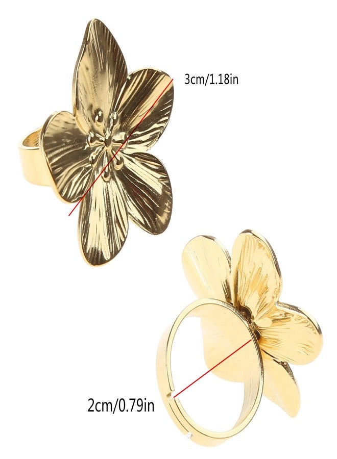 JAGTRADE Vintage Flower Lovely Adjustable Finger Fashion Simple Stainless Steel Open Statement Jewelry for Womens - Image 4